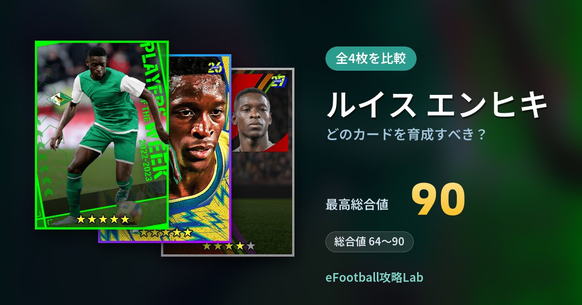 【イーフト】ルイス エンヒキはどのカードを育成すべき？全4枚を比較