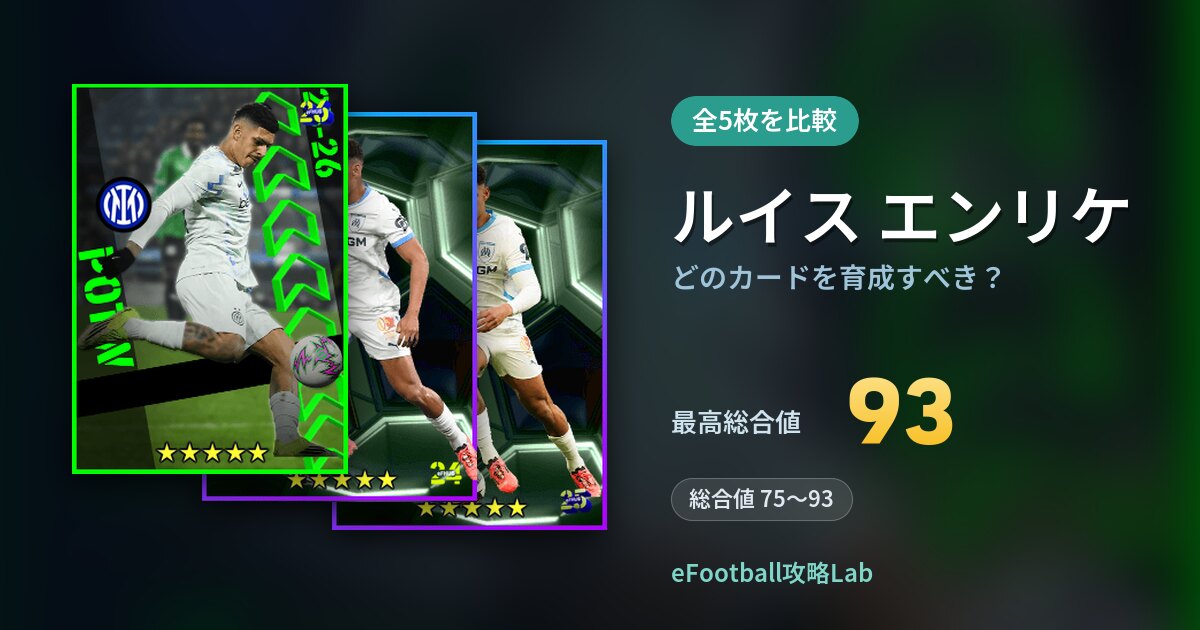 【イーフト】ルイス エンリケはどのカードを育成すべき？全5枚を比較