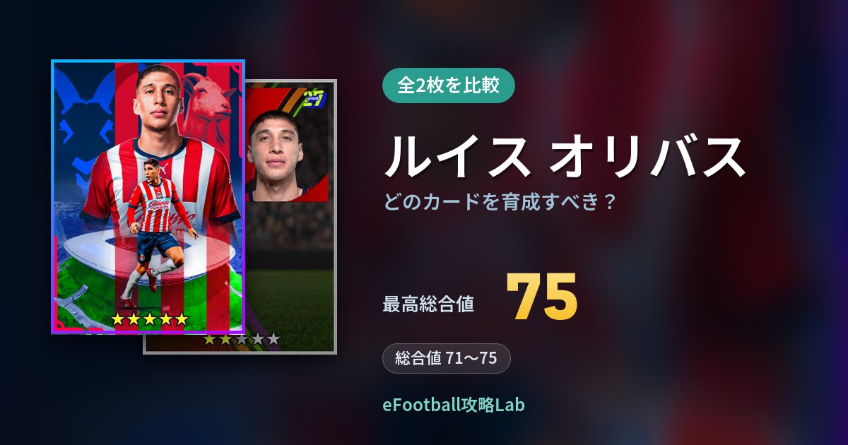 【イーフト】ルイス オリバスはどのカードを育成すべき？全2枚を比較