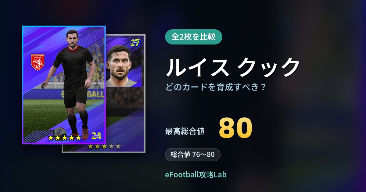 【イーフト】ルイス クックはどのカードを育成すべき？全2枚を比較