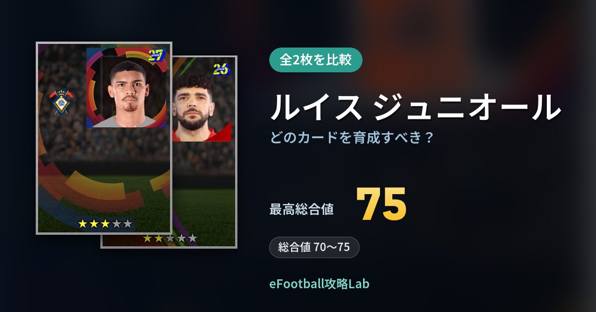 【イーフト】ルイス ジュニオールはどのカードを育成すべき？全2枚を比較