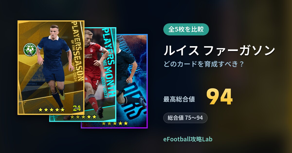 【イーフト】ルイス ファーガソンはどのカードを育成すべき?全5枚を比較