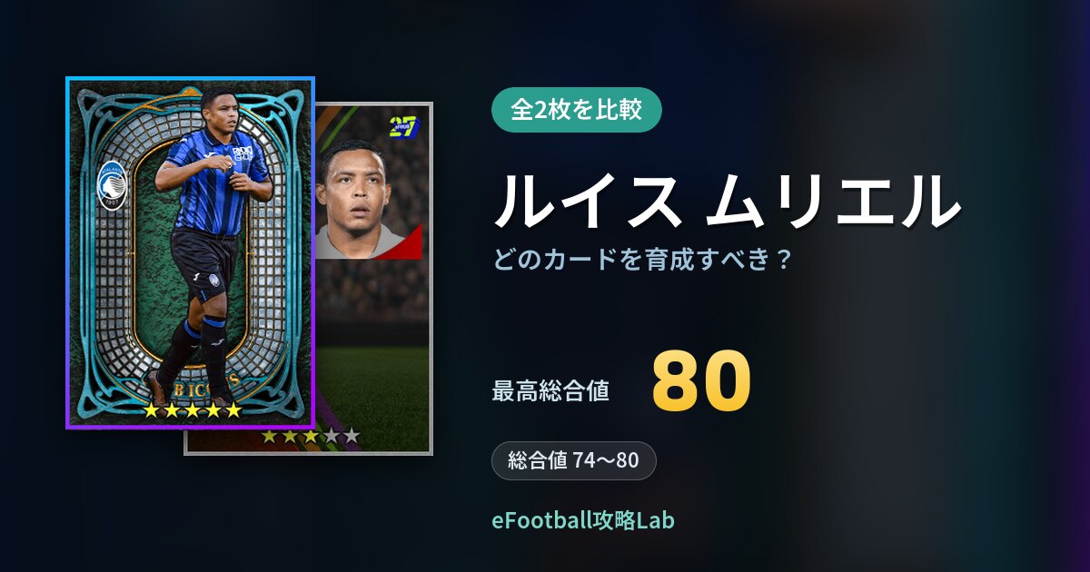 【イーフト】ルイス ムリエルはどのカードを育成すべき？全2枚を比較
