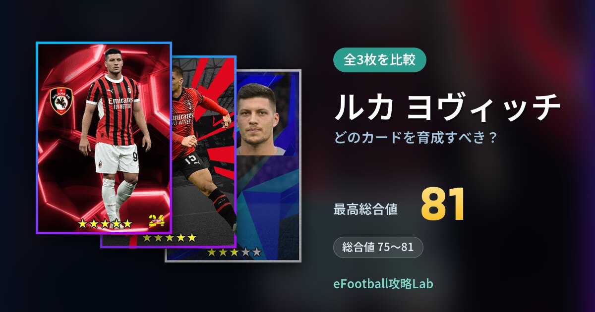 【イーフト】ルカ ヨヴィッチはどのカードを育成すべき？全3枚を比較