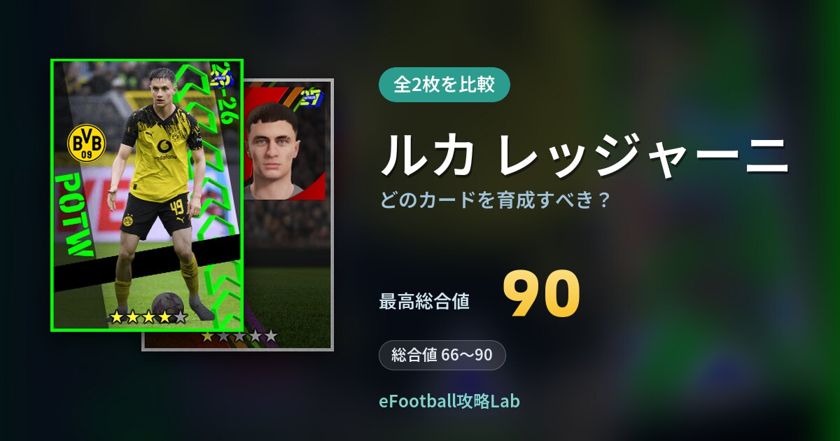 【イーフト】ルカ レッジャーニはどのカードを育成すべき?全2枚を比較