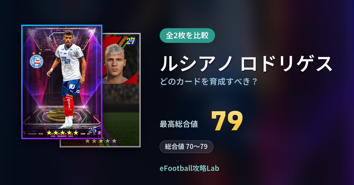 【イーフト】ルシアノ ロドリゲスはどのカードを育成すべき？全2枚を比較