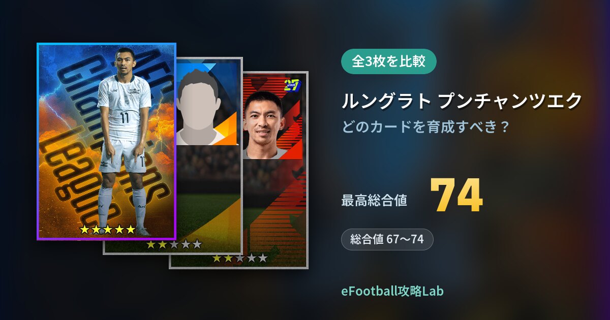 【イーフト】ルングラト プンチャンツエクの育成カード比較(全3枚)