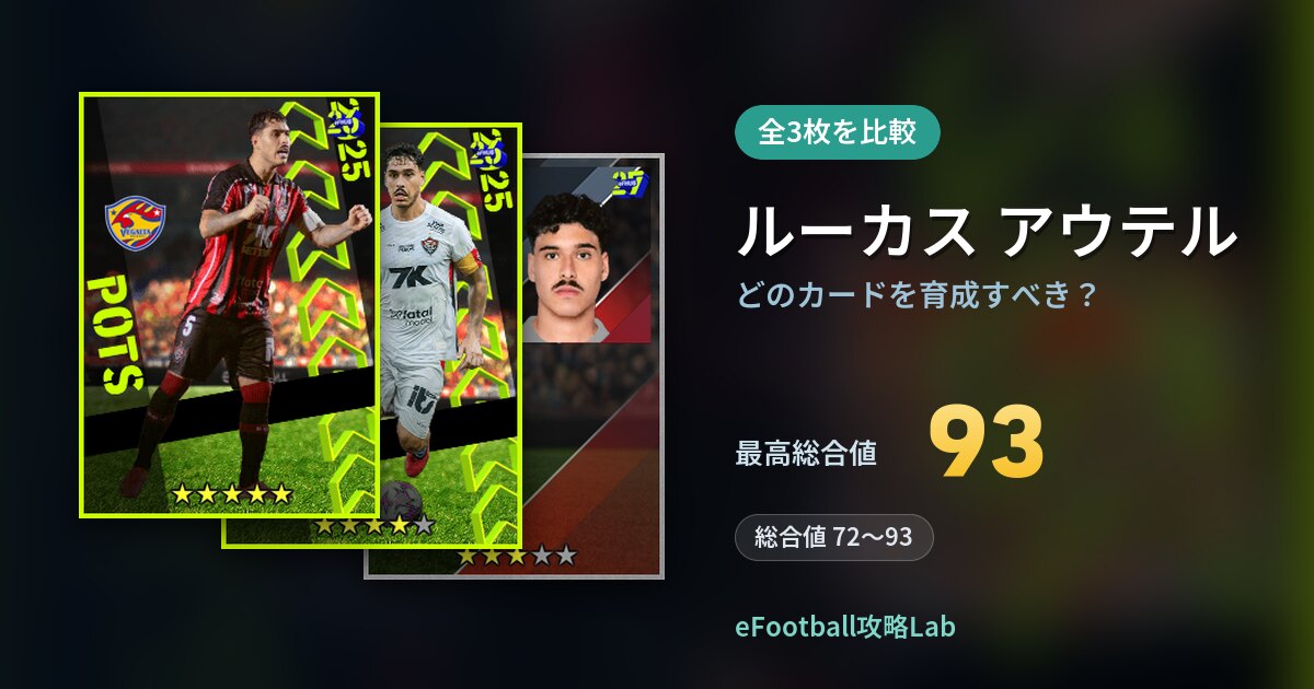 【イーフト】ルーカス アウテルはどのカードを育成すべき？全3枚を比較