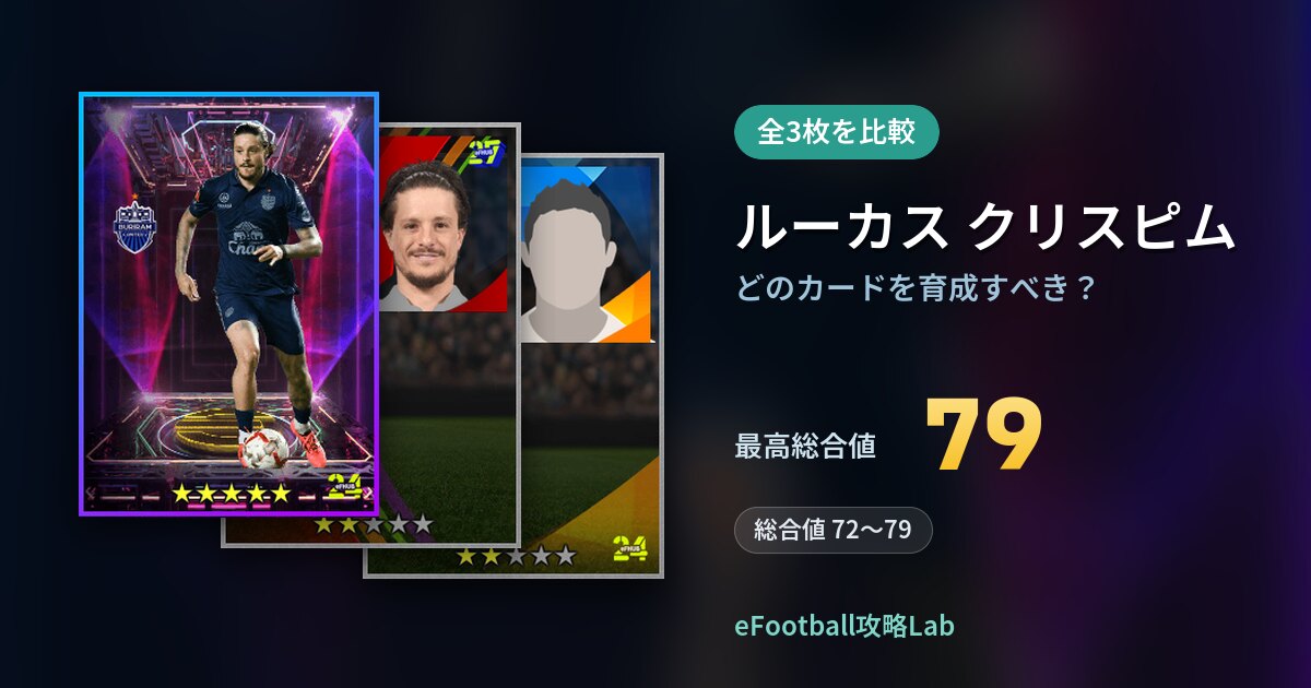 【イーフト】ルーカス クリスピムはどのカードを育成すべき？全3枚を比較