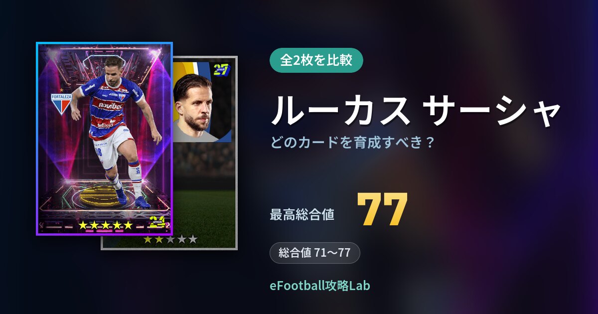 【イーフト】ルーカス サーシャはどのカードを育成すべき？全2枚を比較