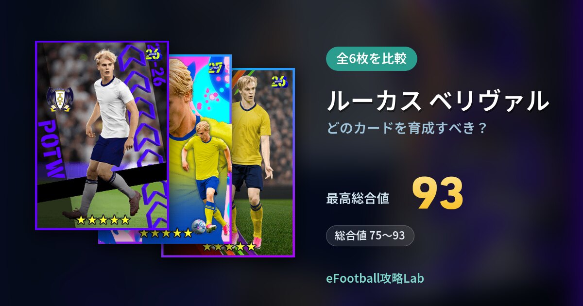【イーフト】ルーカス ベリヴァルはどのカードを育成すべき？全6枚を比較