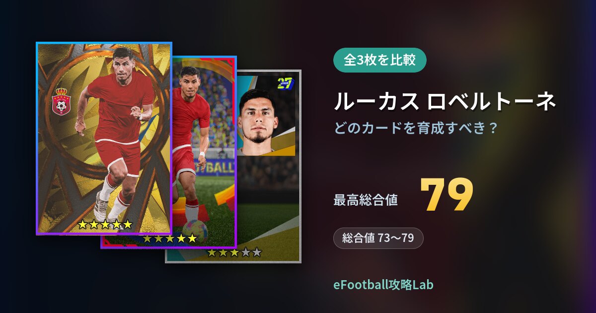 【イーフト】ルーカス ロベルトーネはどのカードを育成すべき？全3枚を比較