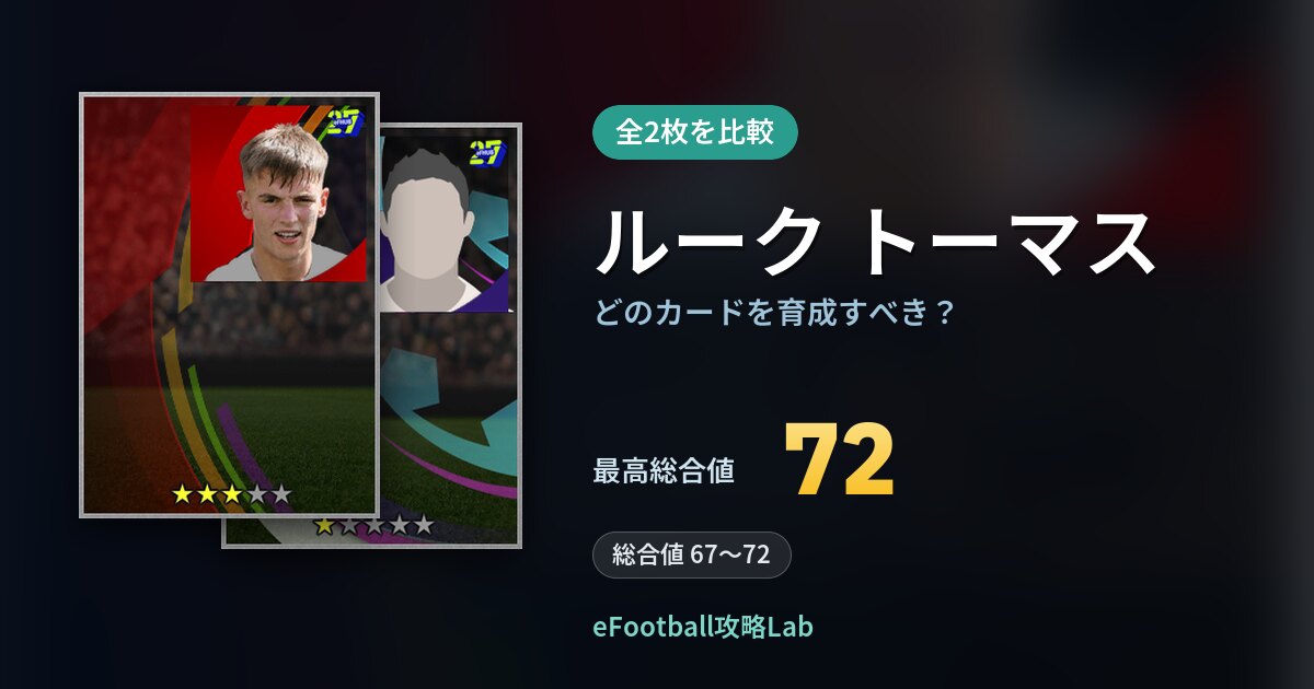 【イーフト】ルーク トーマスはどのカードを育成すべき？全2枚を比較