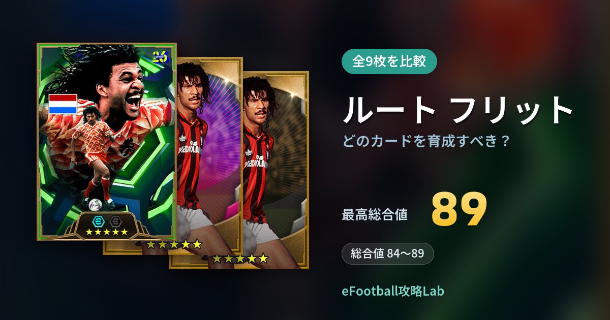 【イーフト】ルート フリットはどのカードを育成すべき？全9枚を比較