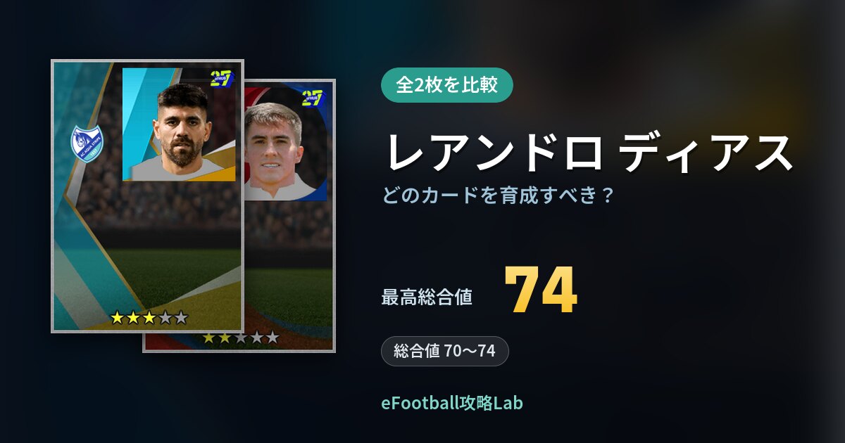 【イーフト】レアンドロ ディアスはどのカードを育成すべき？全2枚を比較