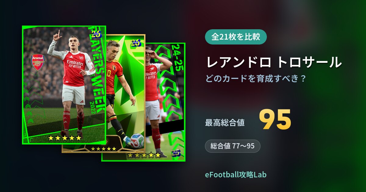 【イーフト】レアンドロ トロサールはどのカードを育成すべき？全21枚を比較