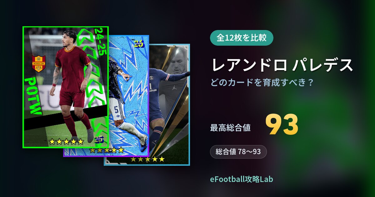 【イーフト】レアンドロ パレデスはどのカードを育成すべき？全12枚を比較