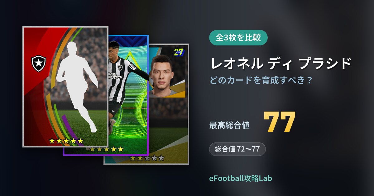 【イーフト】レオネル ディ プラシドはどのカードを育成すべき?全3枚を比較
