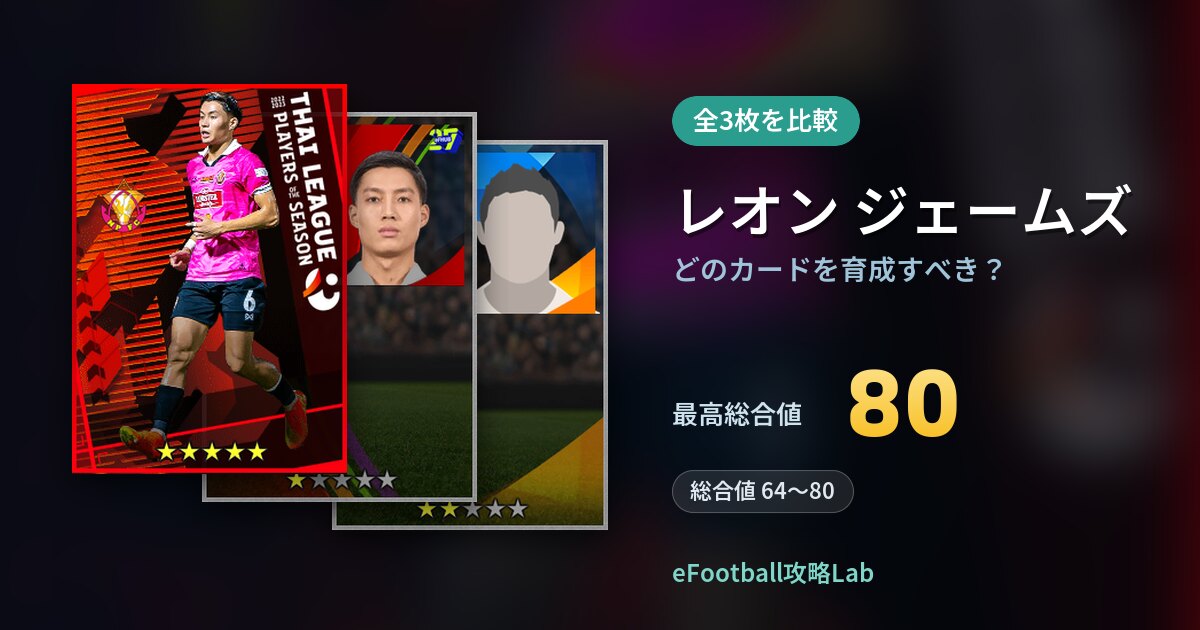 【イーフト】レオン ジェームズはどのカードを育成すべき？全3枚を比較