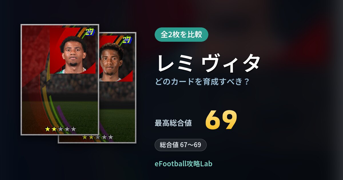 【イーフト】レミ ヴィタはどのカードを育成すべき?全2枚を比較