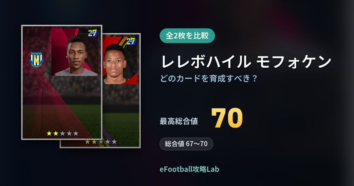 【イーフト】レレボハイル モフォケンはどのカードを育成すべき？全2枚を比較