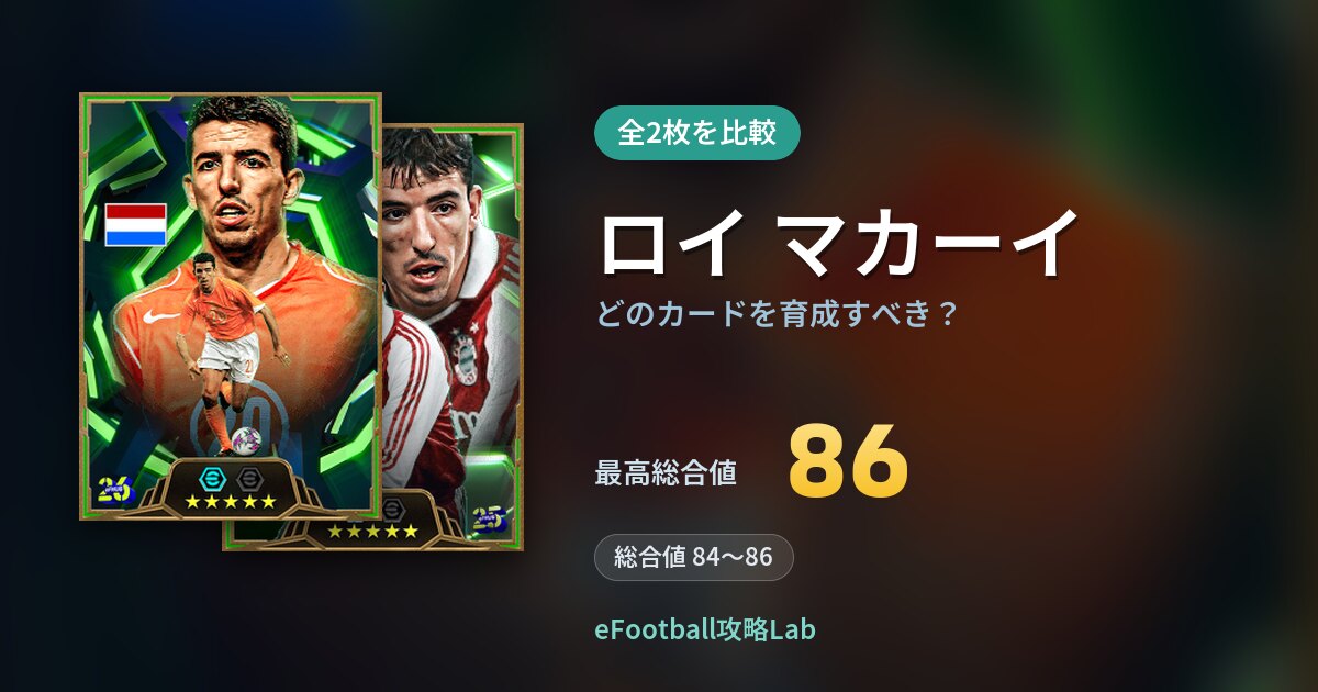 【イーフト】ロイ マカーイはどのカードを育成すべき？全2枚を比較