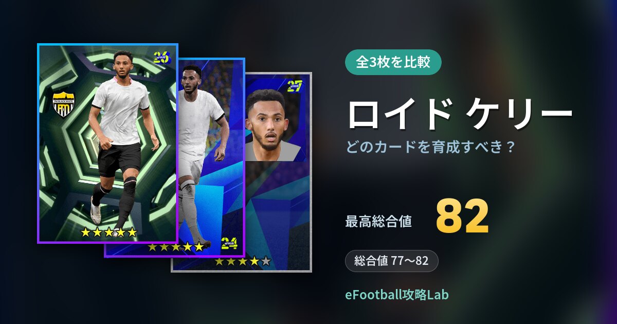【イーフト】ロイド ケリーはどのカードを育成すべき？全3枚を比較