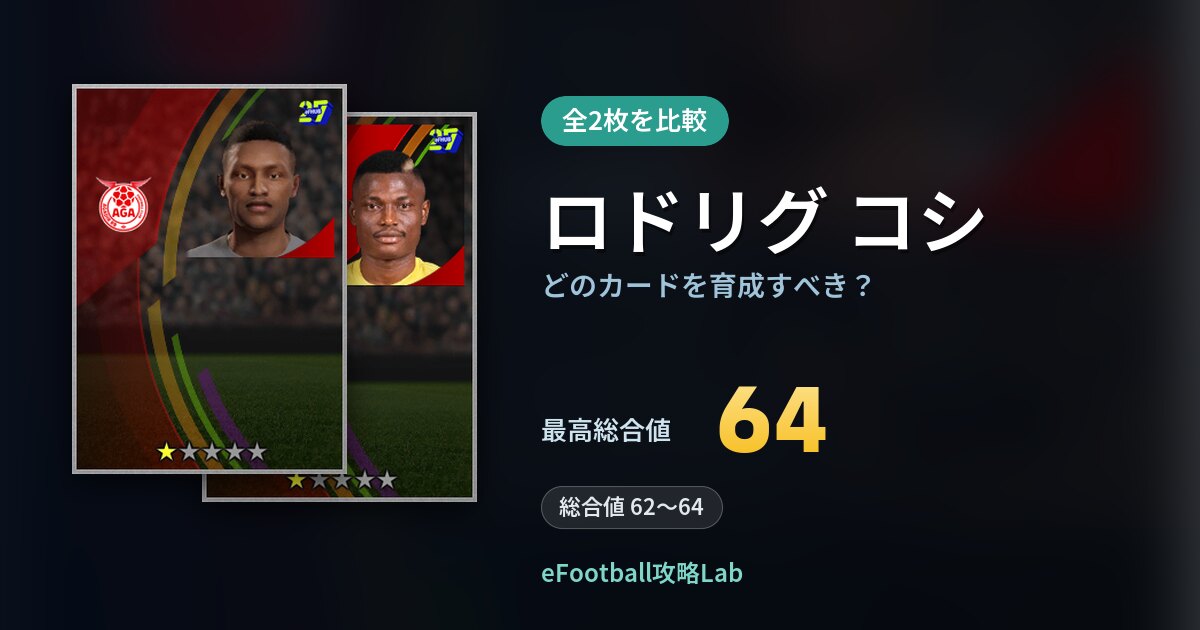 【イーフト】ロドリグ コシはどのカードを育成すべき？全2枚を比較