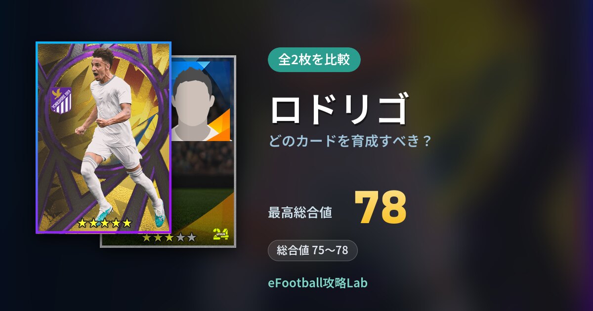 【イーフト】ロドリゴはどのカードを育成すべき?全2枚を比較