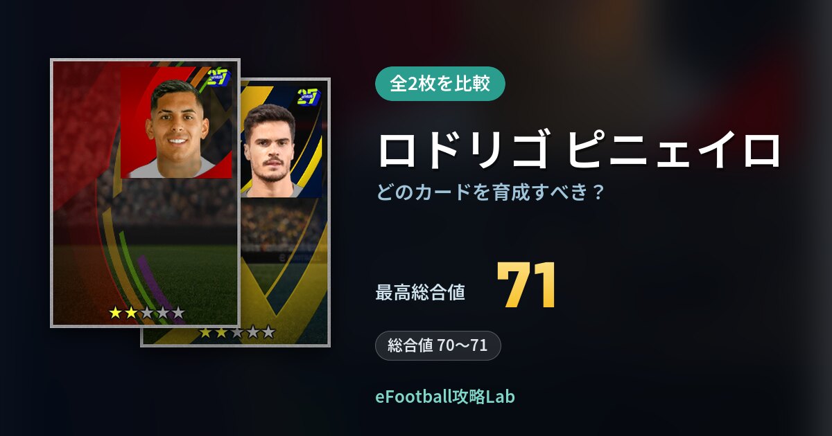 【イーフト】ロドリゴ ピニェイロはどのカードを育成すべき？全2枚を比較