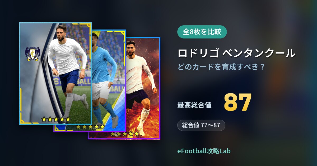 【イーフト】ロドリゴ ベンタンクールはどのカードを育成すべき？全8枚を比較
