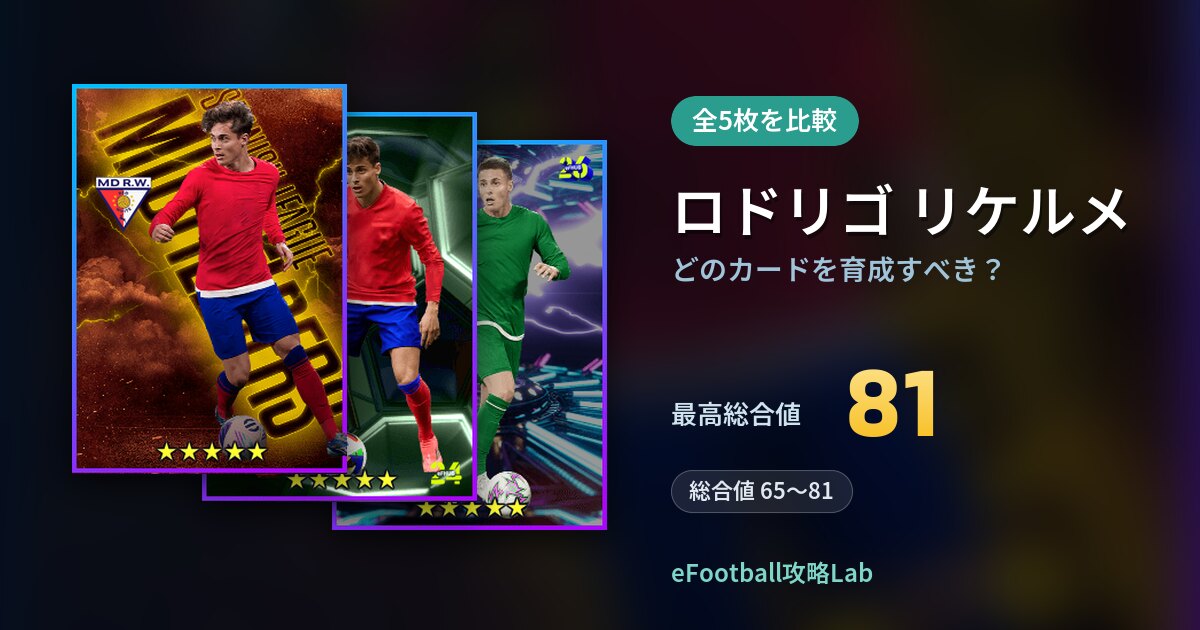 【イーフト】ロドリゴ リケルメはどのカードを育成すべき？全5枚を比較