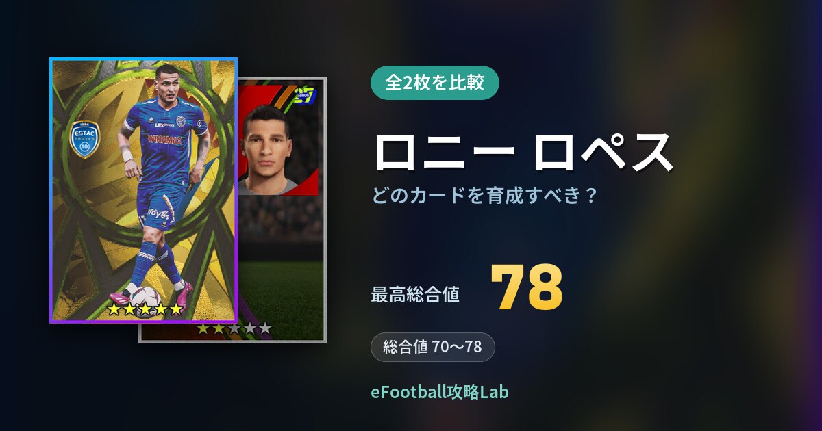 【イーフト】ロニー ロペスはどのカードを育成すべき？全2枚を比較