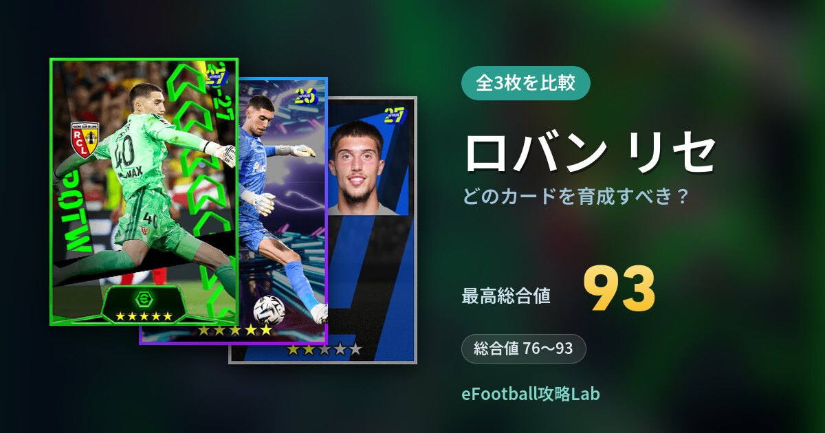 【イーフト】ロバン リセはどのカードを育成すべき？全3枚を比較