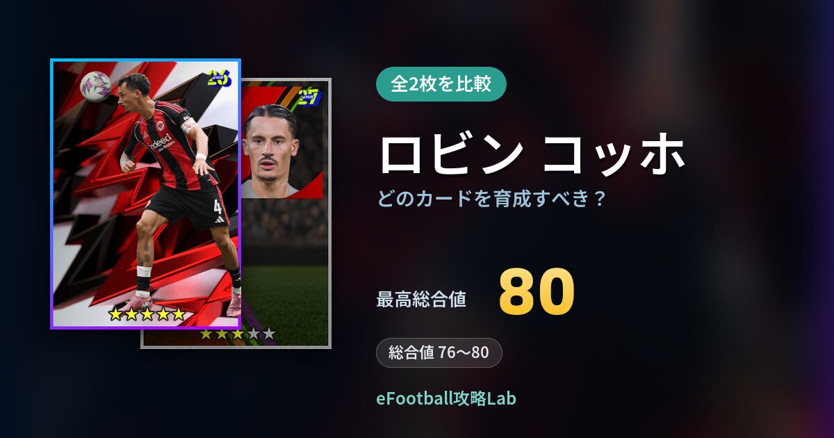 【イーフト】ロビン コッホはどのカードを育成すべき？全2枚を比較