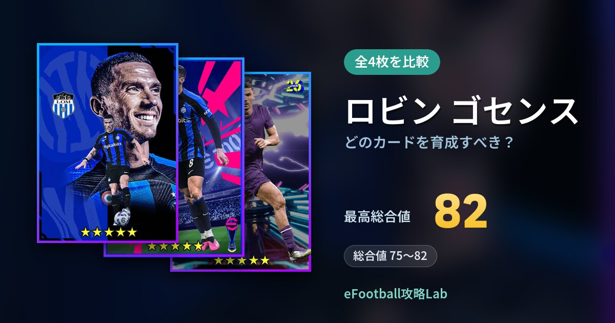 【イーフト】ロビン ゴセンスはどのカードを育成すべき？全4枚を比較