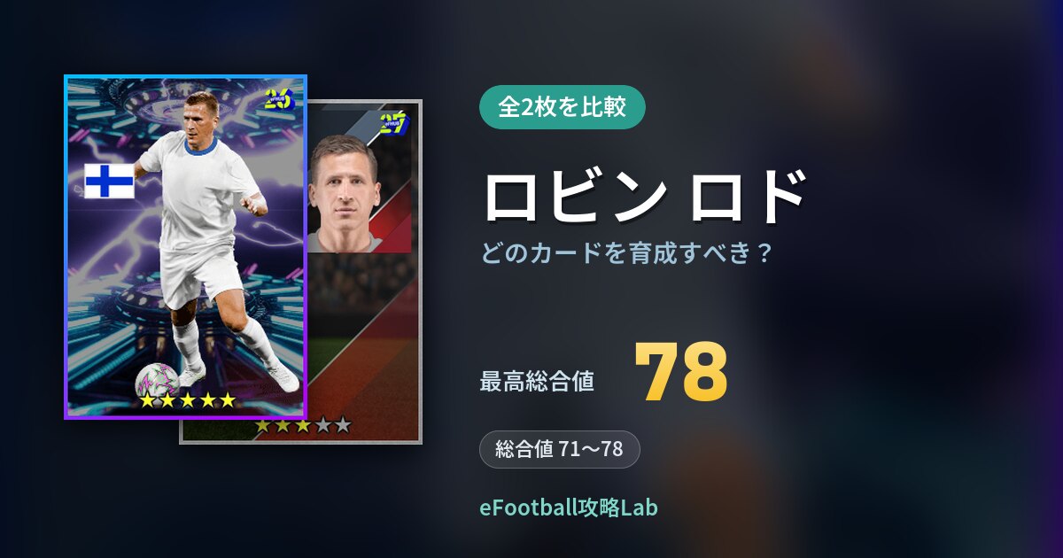 【イーフト】ロビン ロドはどのカードを育成すべき？全2枚を比較