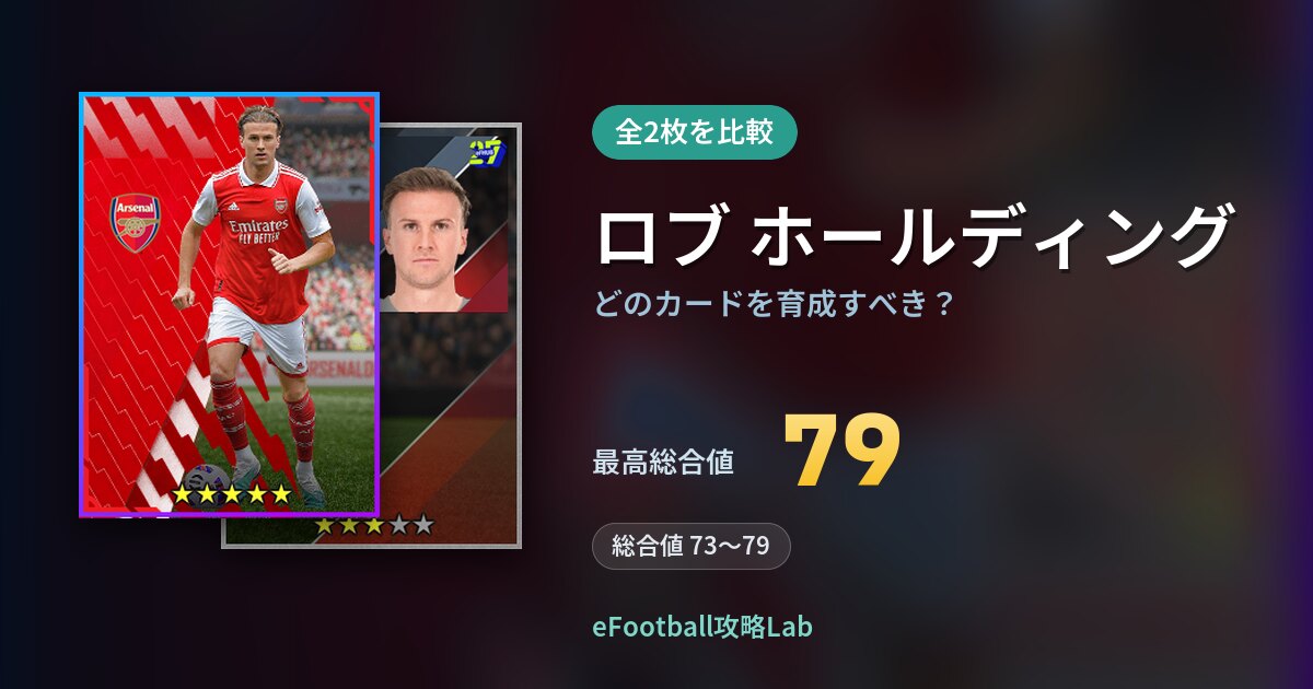【イーフト】ロブ ホールディングはどのカードを育成すべき？全2枚を比較