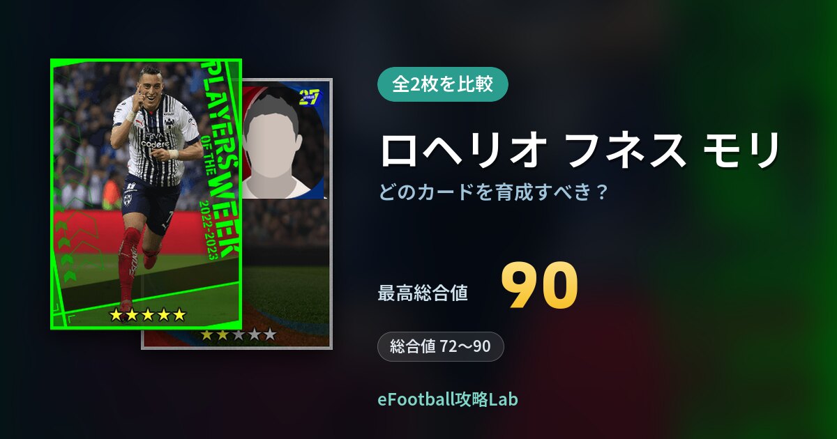 【イーフト】ロヘリオ フネス モリの全カード比較(全2枚)
