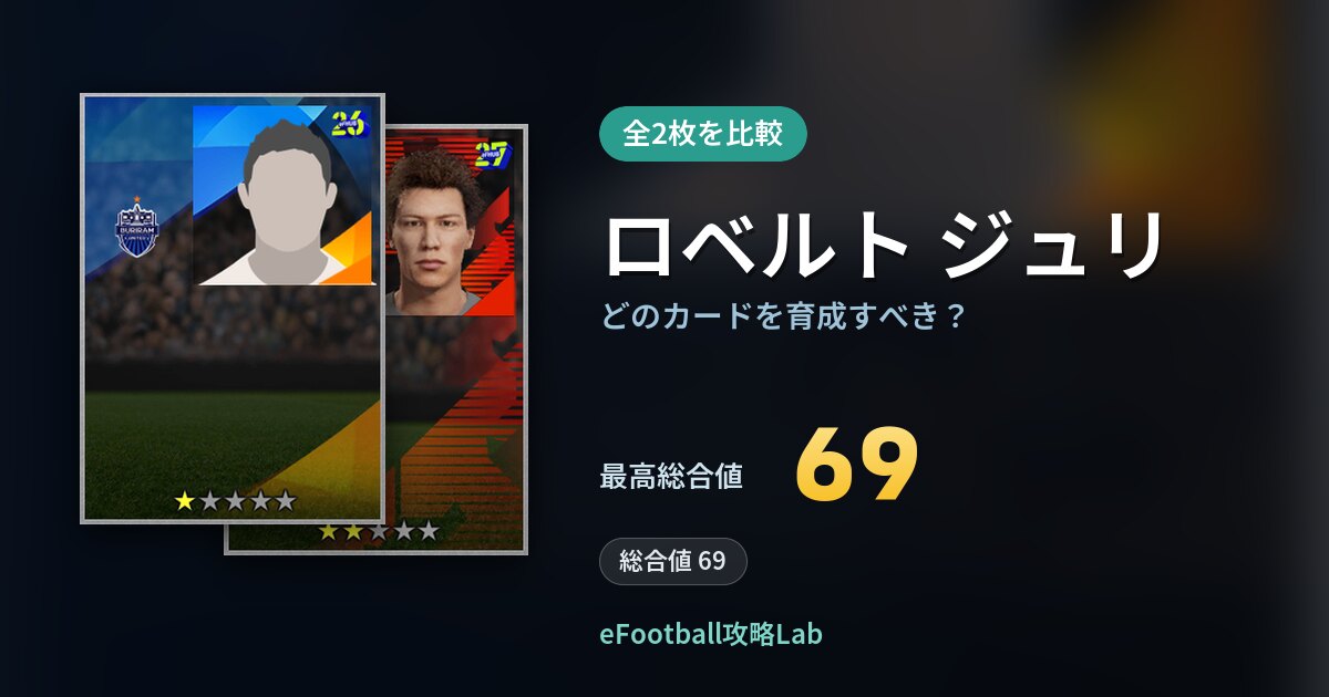 【イーフト】ロベルト ジュリはどのカードを育成すべき？全2枚を比較