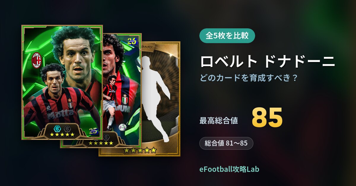 【イーフト】ロベルト ドナドーニはどのカードを育成すべき？全5枚を比較