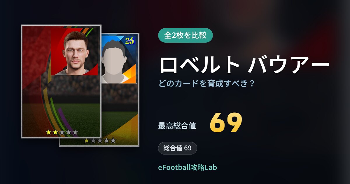 【イーフト】ロベルト バウアーはどのカードを育成すべき？全2枚を比較
