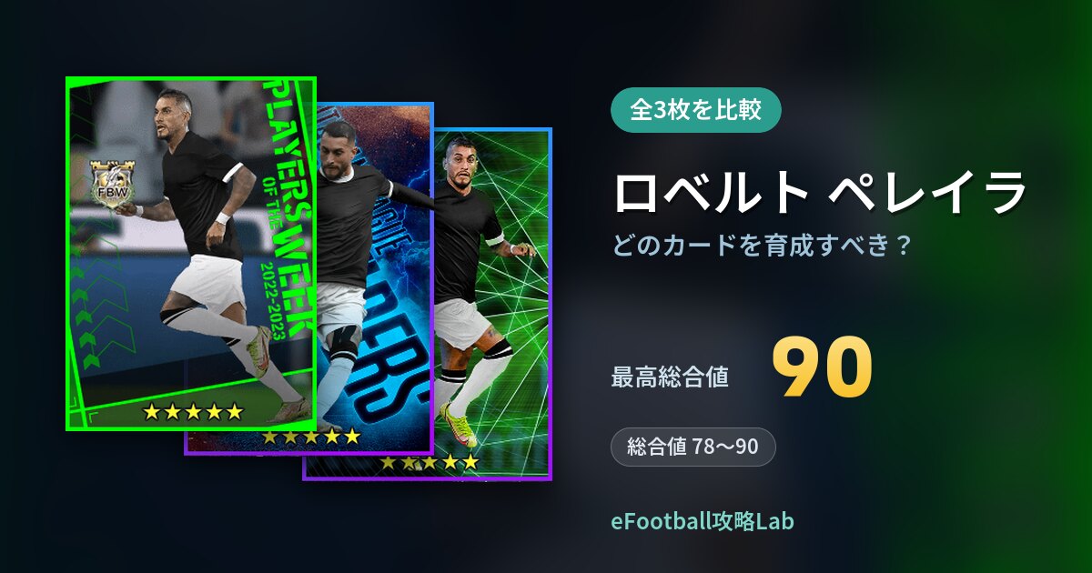 【イーフト】ロベルト ペレイラはどのカードを育成すべき？全3枚を比較
