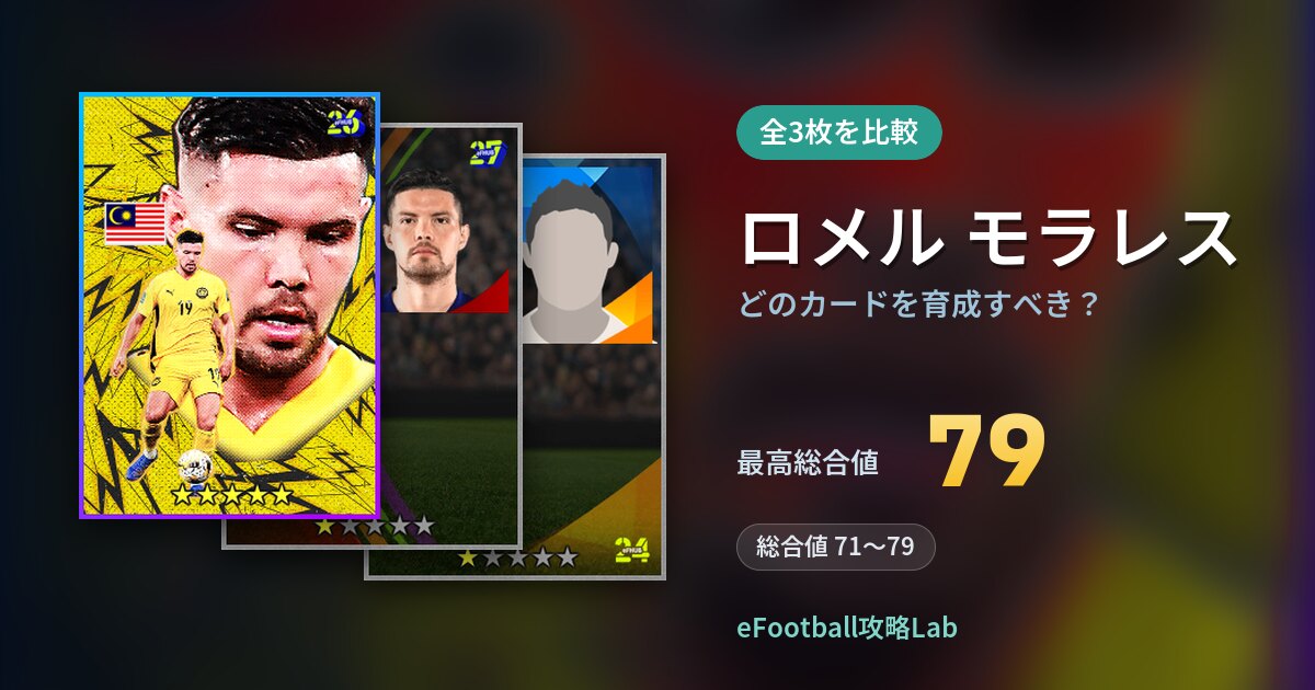 【イーフト】ロメル モラレスはどのカードを育成すべき?全3枚を比較