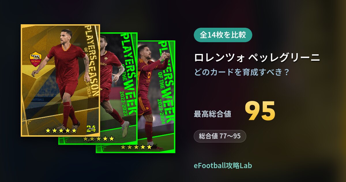 【イーフト】ロレンツォ ペッレグリーニの育成カード比較(全14枚)