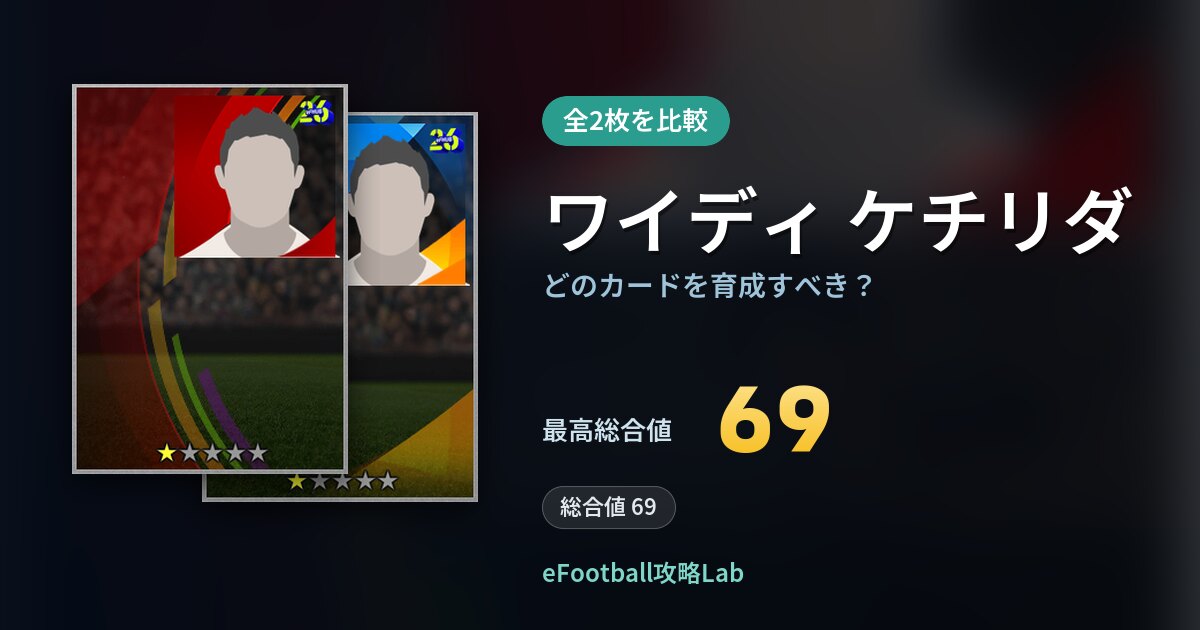 【イーフト】ワイディ ケチリダはどのカードを育成すべき？全2枚を比較