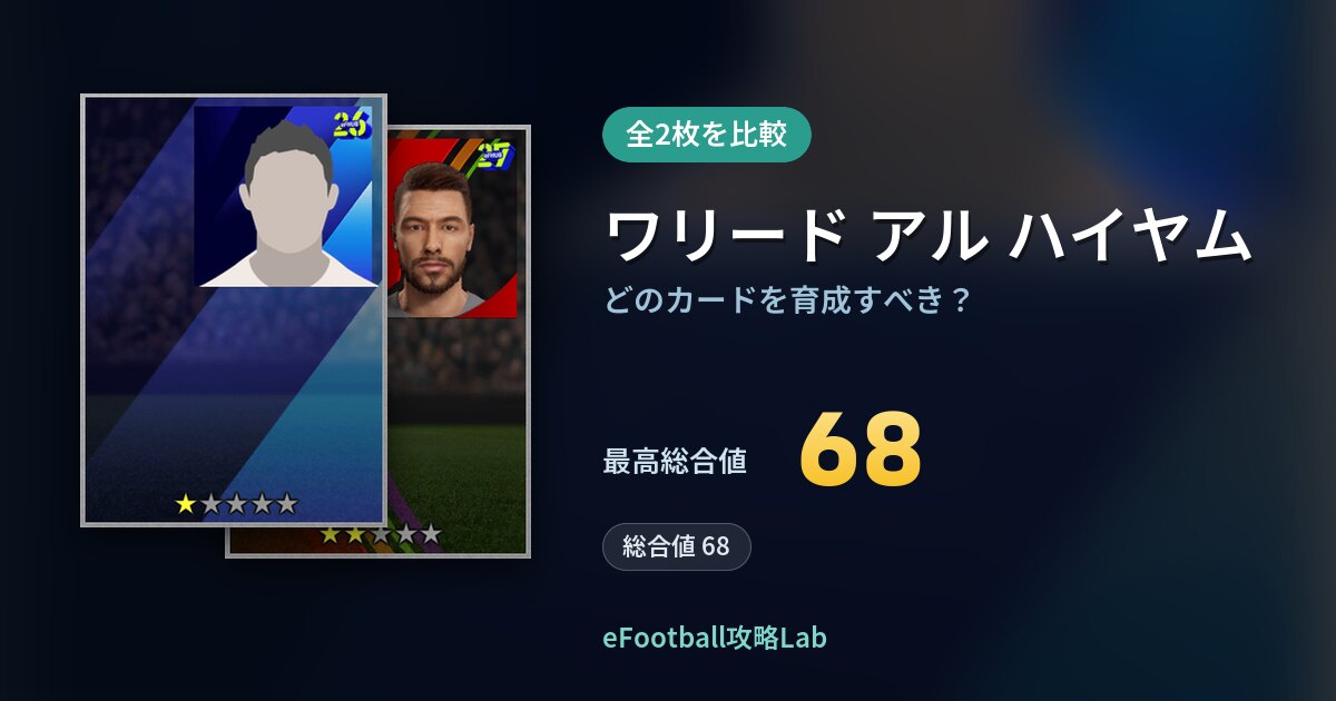 【イーフト】ワリード アル ハイヤムはどのカードを育成すべき？全2枚を比較