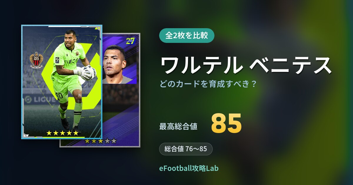【イーフト】ワルテル ベニテスはどのカードを育成すべき？全2枚を比較