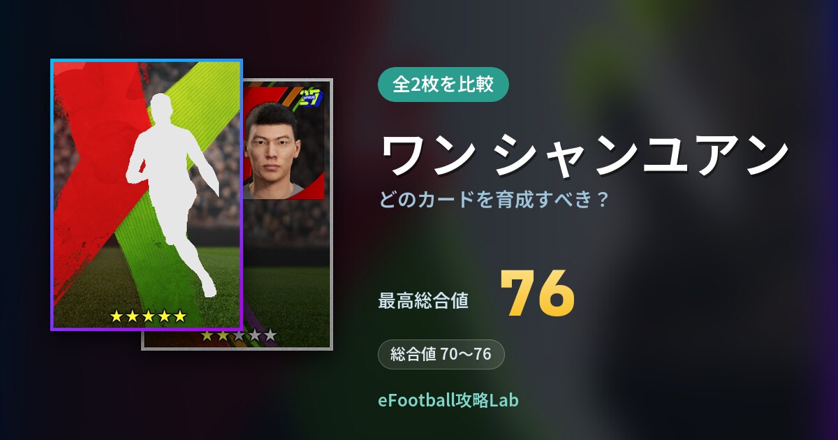 【イーフト】ワン シャンユアンはどのカードを育成すべき？全2枚を比較