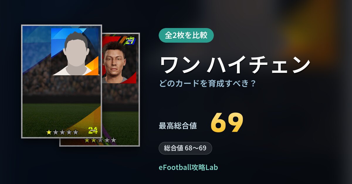 【イーフト】ワン ハイチェンはどのカードを育成すべき？全2枚を比較